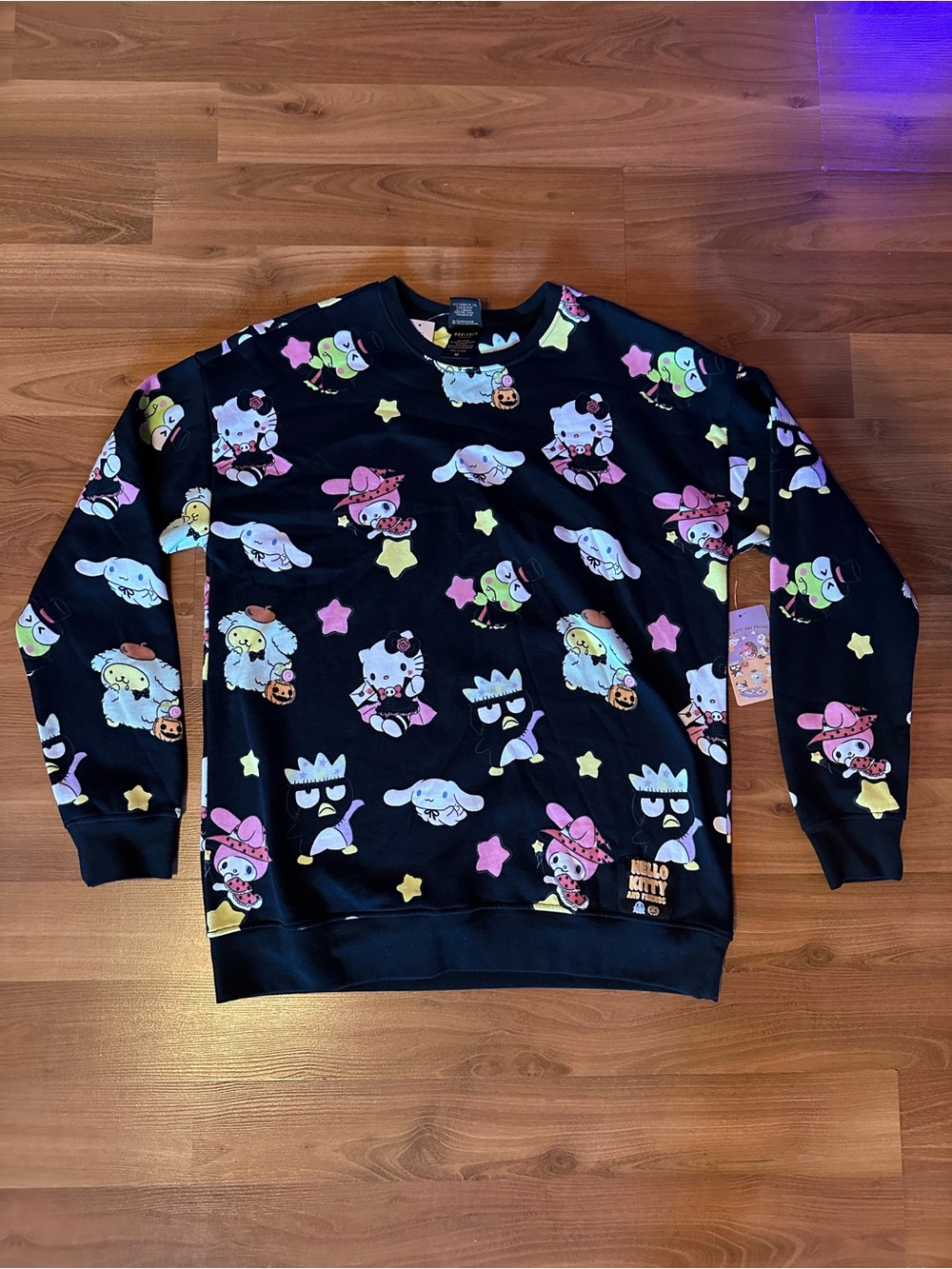 Sanrio Hello Kitty Halloween Characters Black Graphic Crewneck Sweatshirt